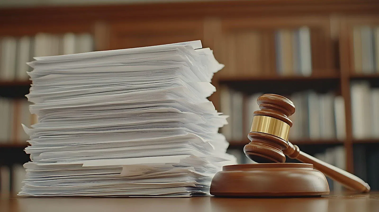 Law firm logo with a gavel symbolizing justice and legal services